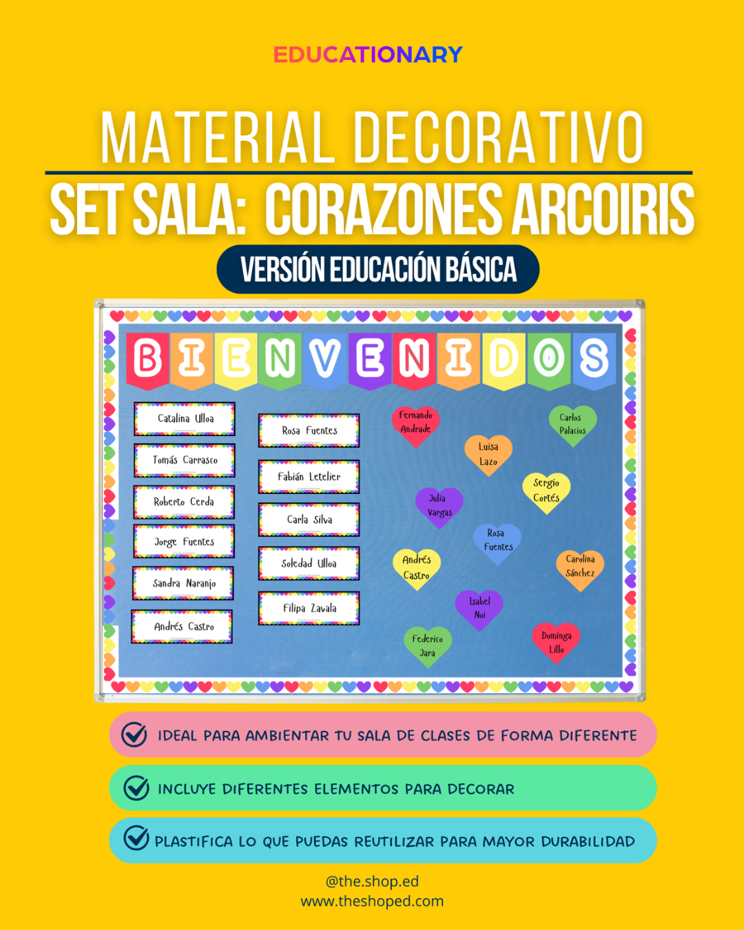 Material decorativo: Set bienvenida para sala - Corzanoes arcoíris (Ed.Básica)