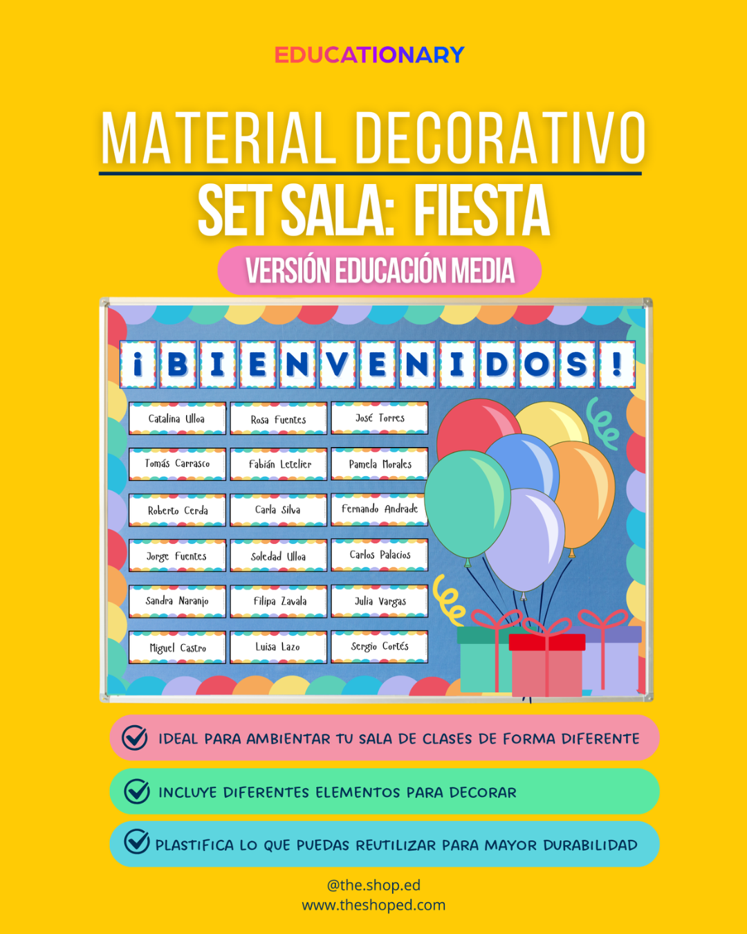 Material decorativo: Set bienvenida para sala - Fiesta (Ed.Media)