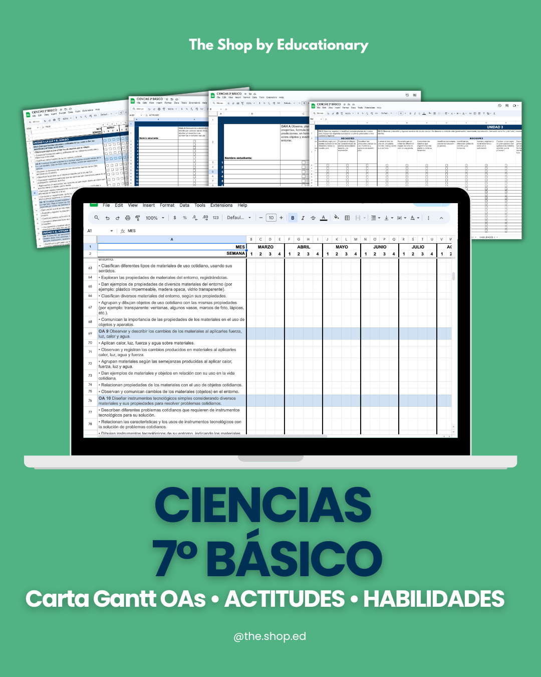CARTA GANTT OAs - CIENCIAS NATURALES 7° BÁSICO