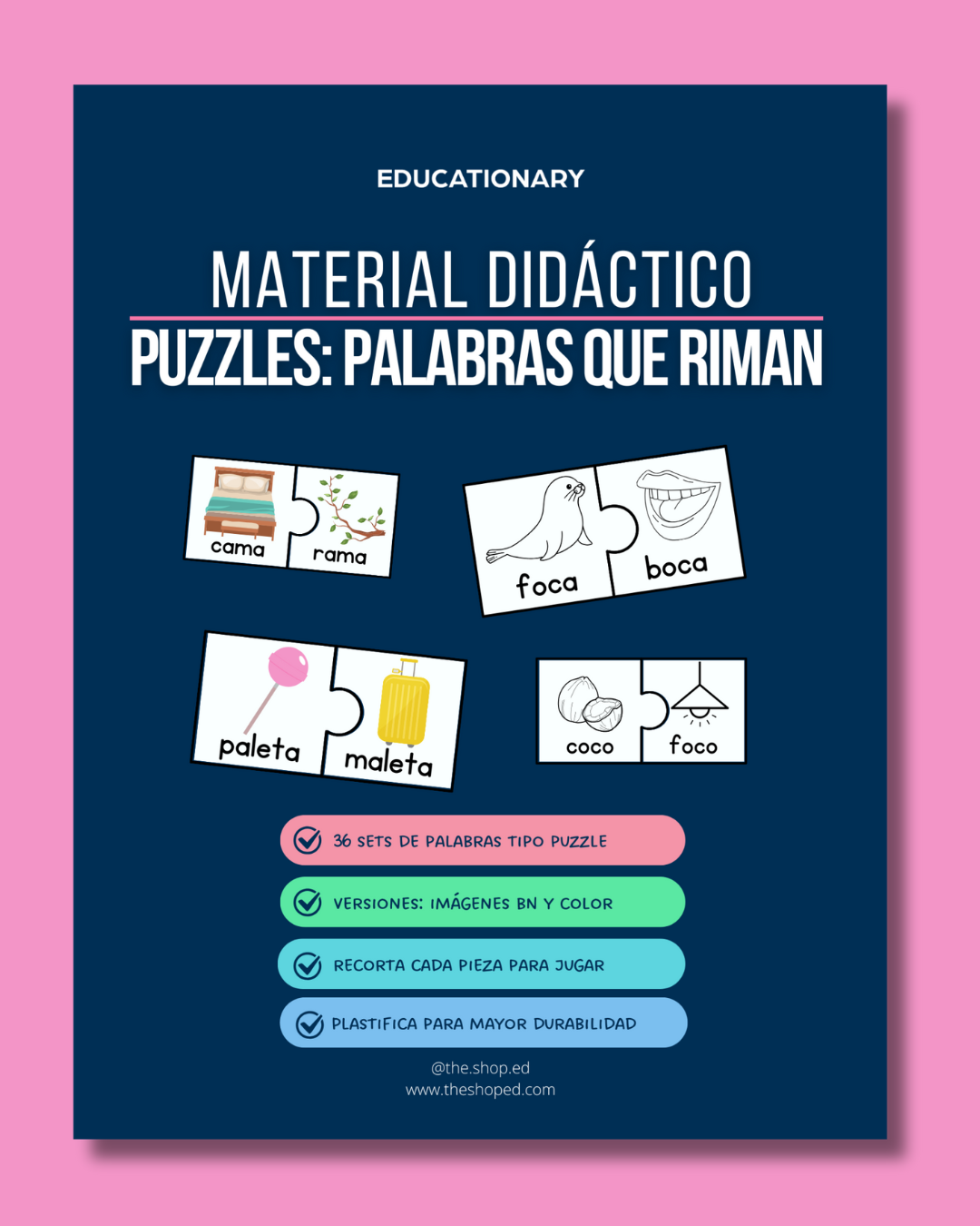 Material didáctico: Puzzles - palabras que riman