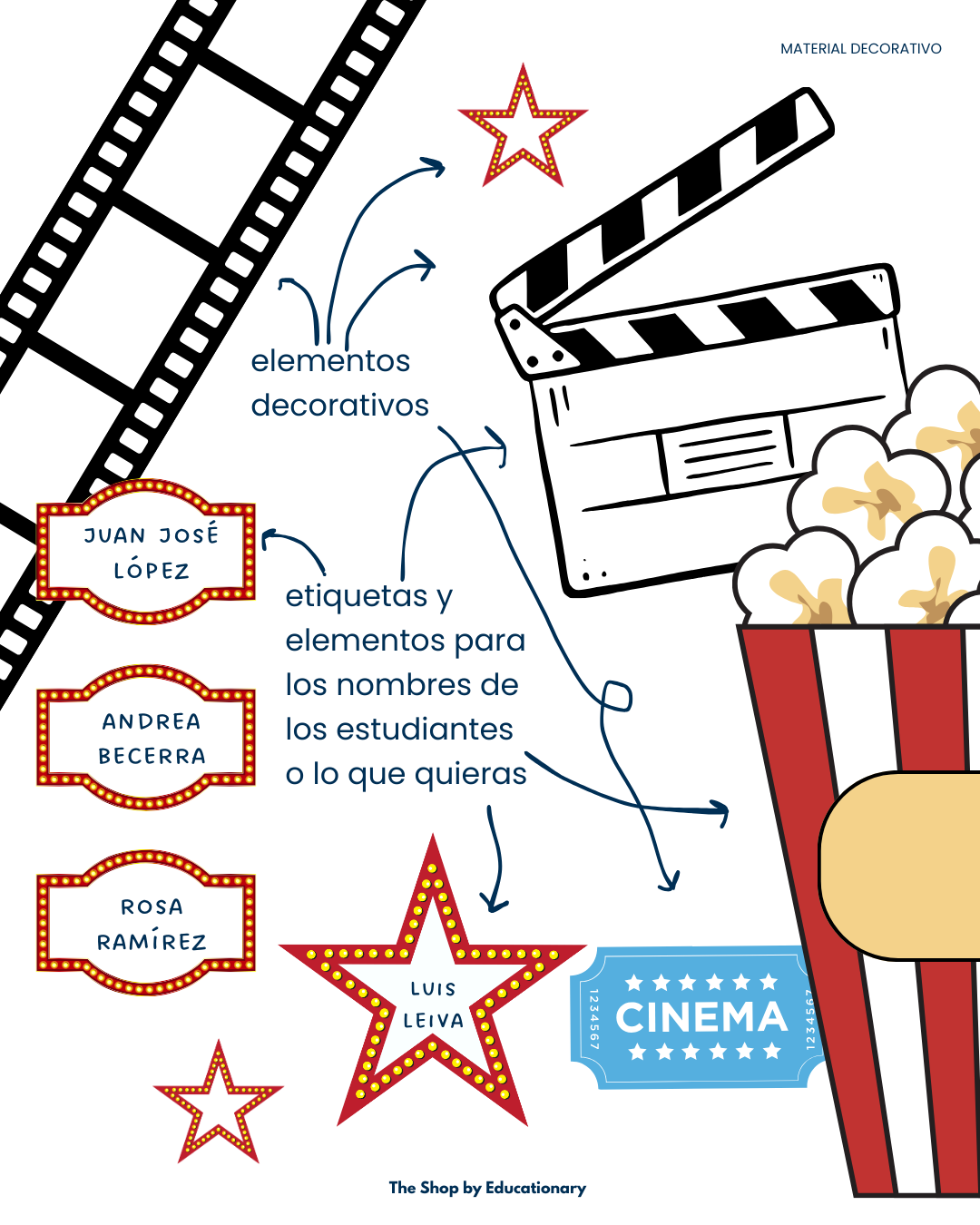 Material decorativo: Set bienvenida para sala - Cine (Ed.Media)