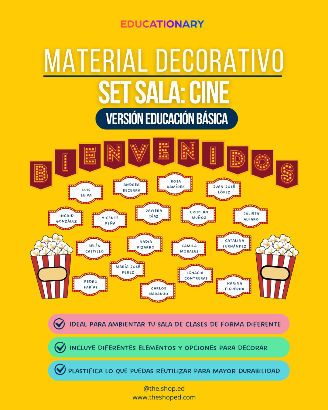 Material decorativo: Set bienvenida para sala - Cine (Ed.Básica)
