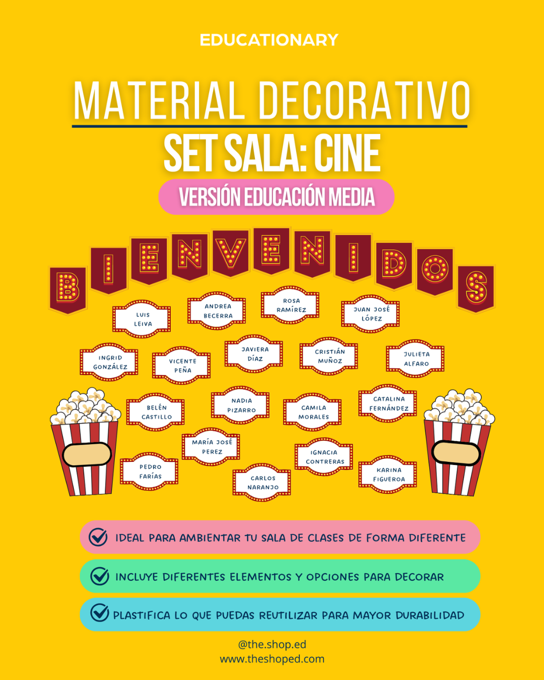 Material decorativo: Set bienvenida para sala - Cine (Ed.Media)
