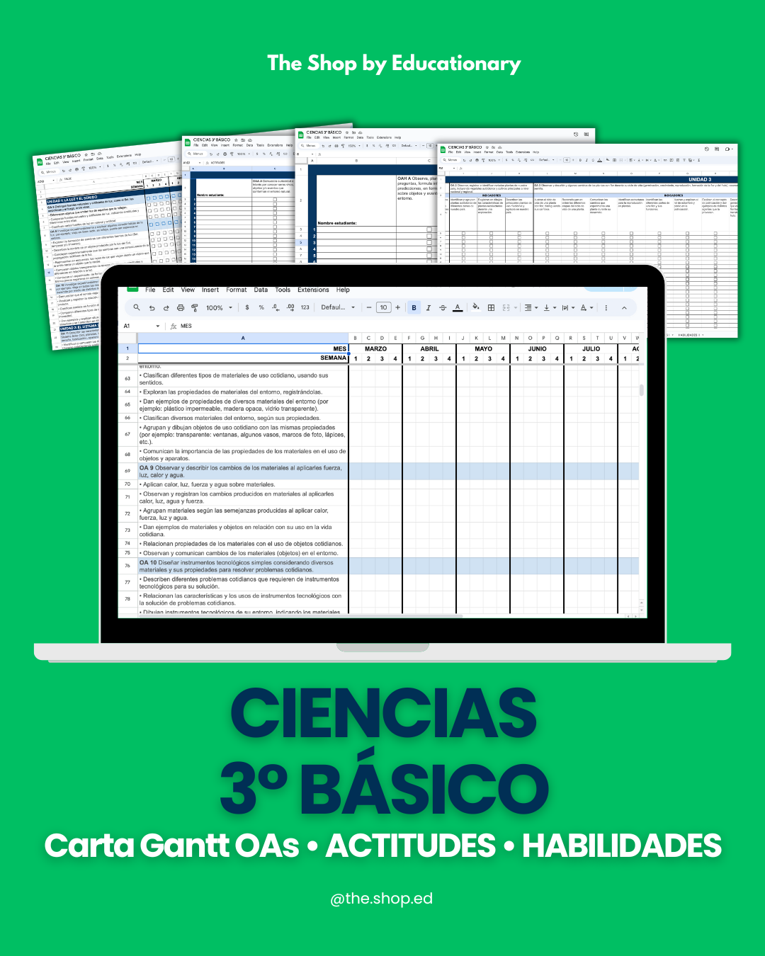 CARTA GANTT OAs - CIENCIAS NATURALES 3° BÁSICO