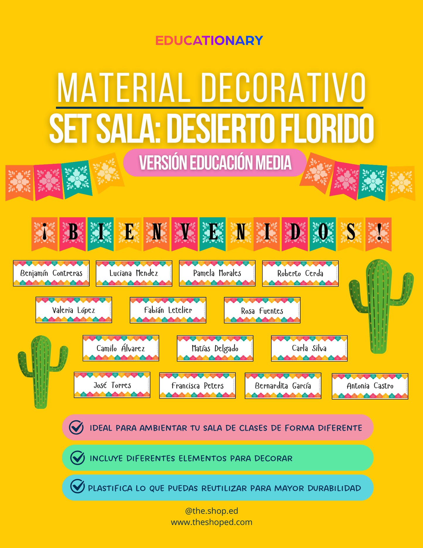 Material decorativo: Set bienvenida para sala - Desierto florido (Ed.Media)
