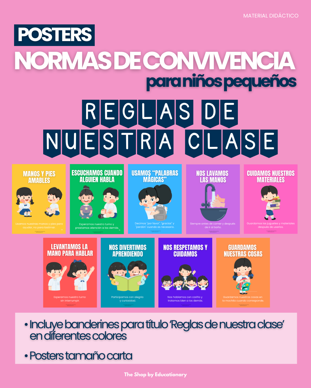 Material decorativo: Posters - Normas de Convivencia (para niños pequeños)