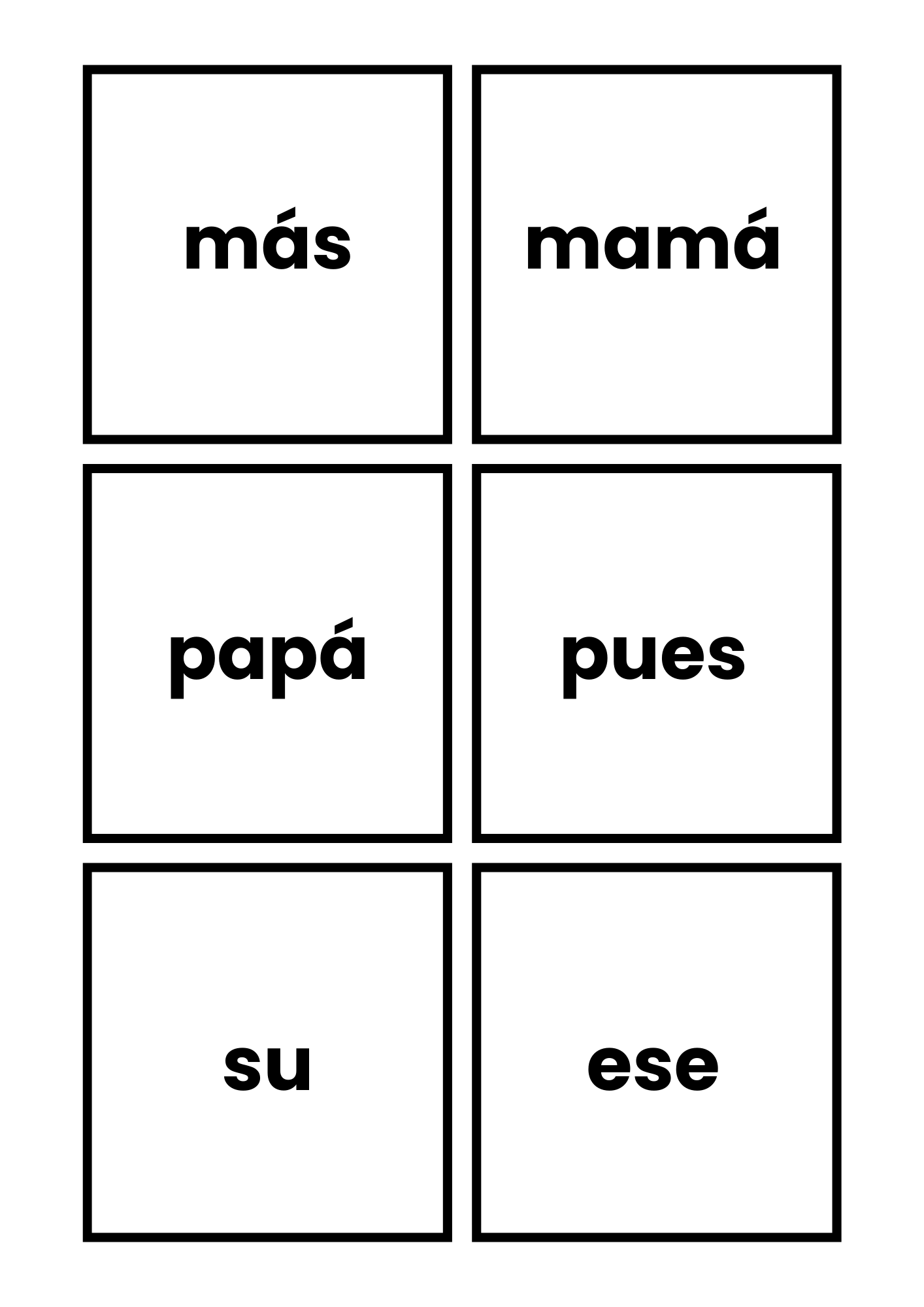 Set 150 palabras de alta frecuencia en español