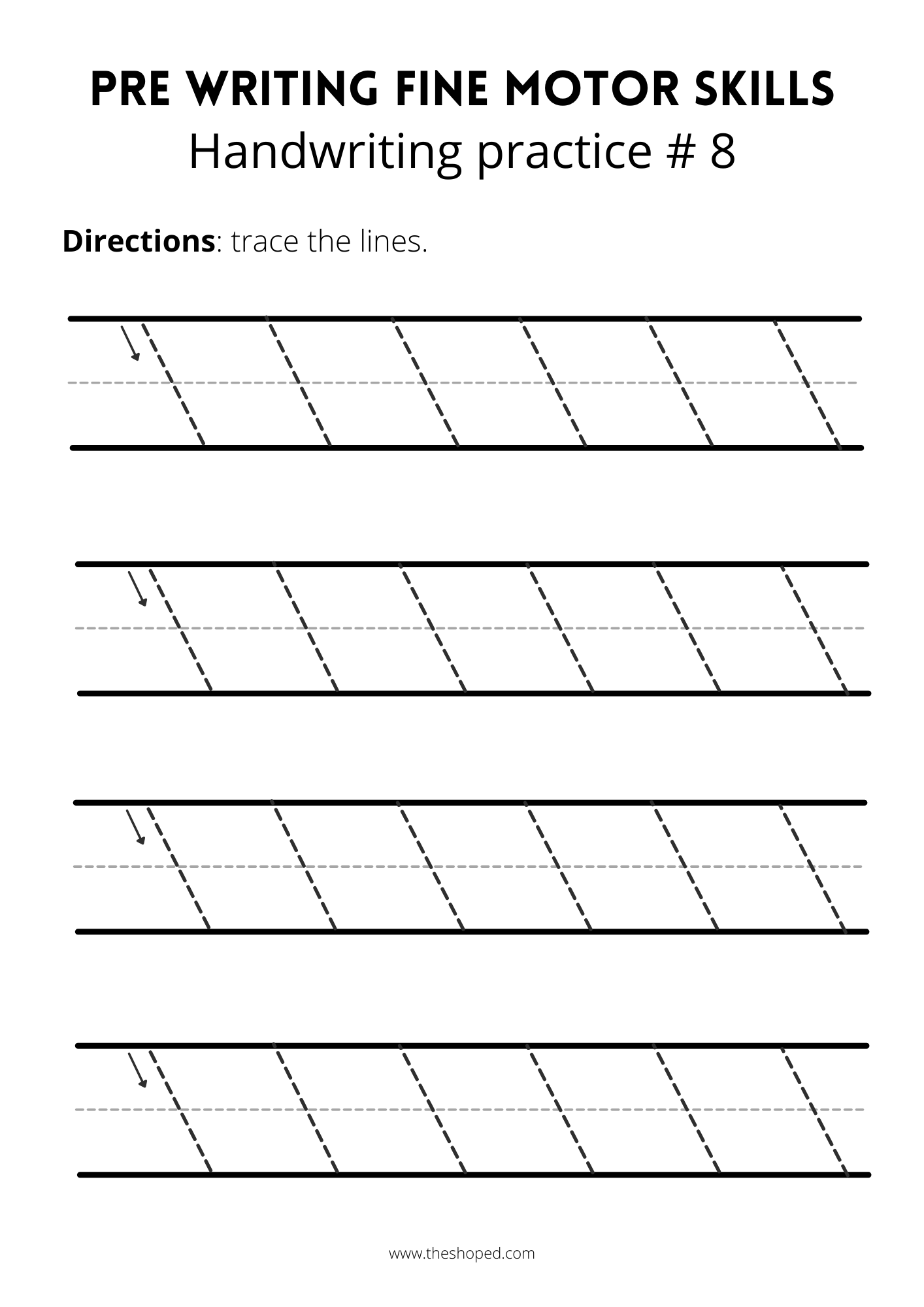 PRE WRITING SKILLS - 20 PRACTICE SHEETS