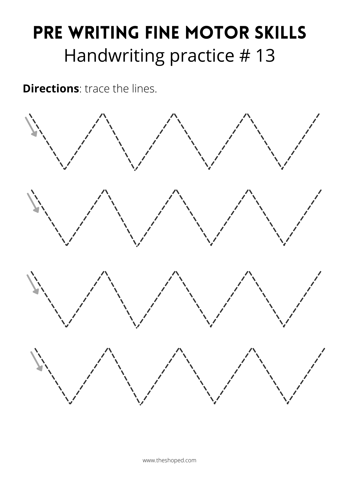 PRE WRITING SKILLS - 20 PRACTICE SHEETS