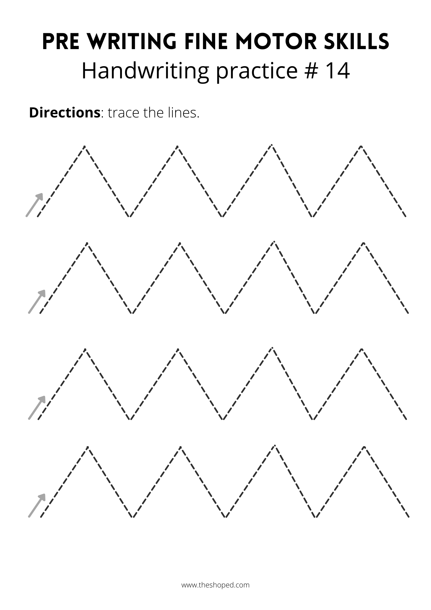 PRE WRITING SKILLS - 20 PRACTICE SHEETS