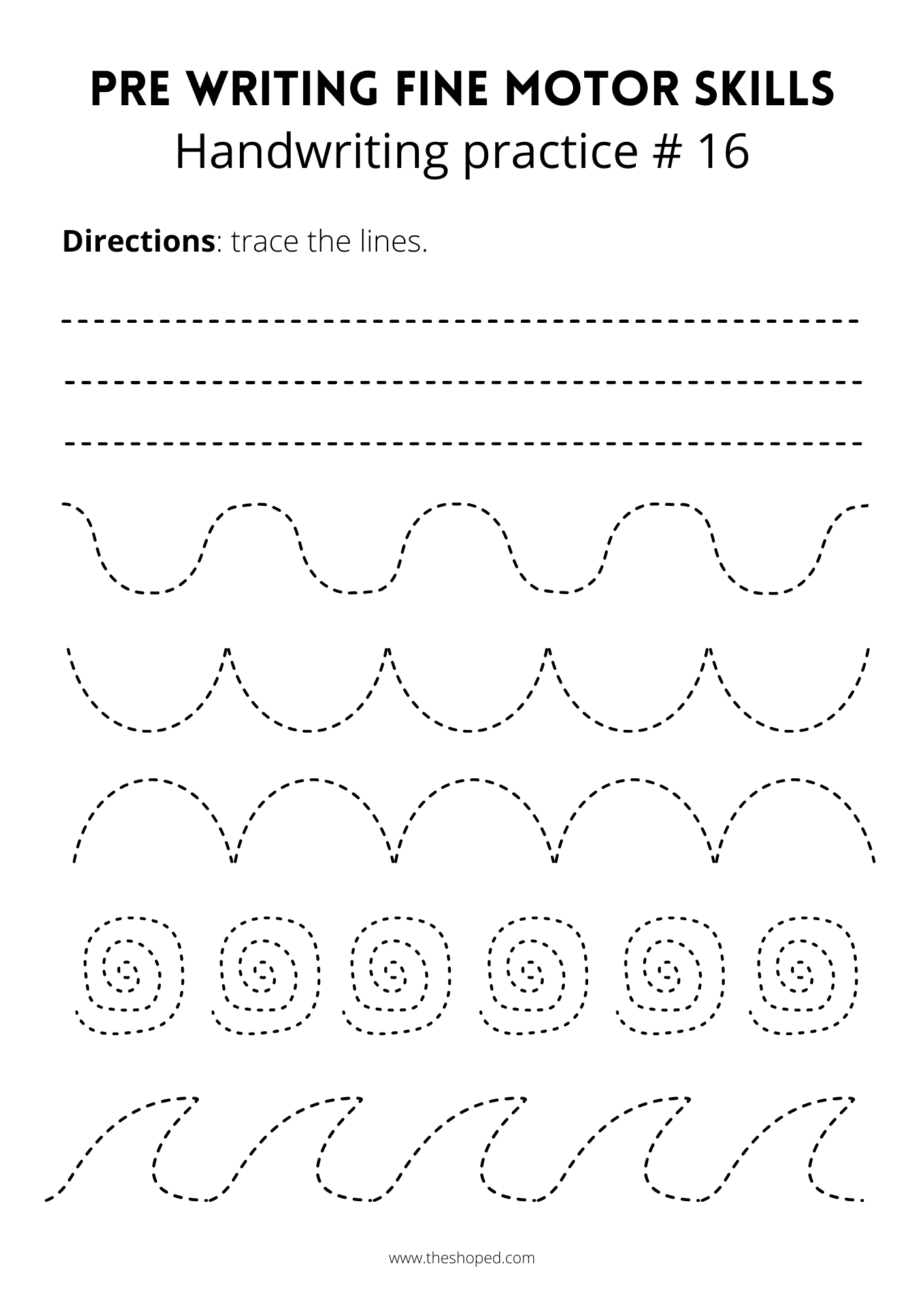 PRE WRITING SKILLS - 20 PRACTICE SHEETS