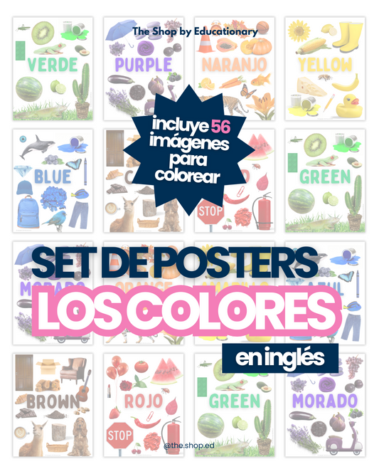 Set de posters sobre los colores en inglés