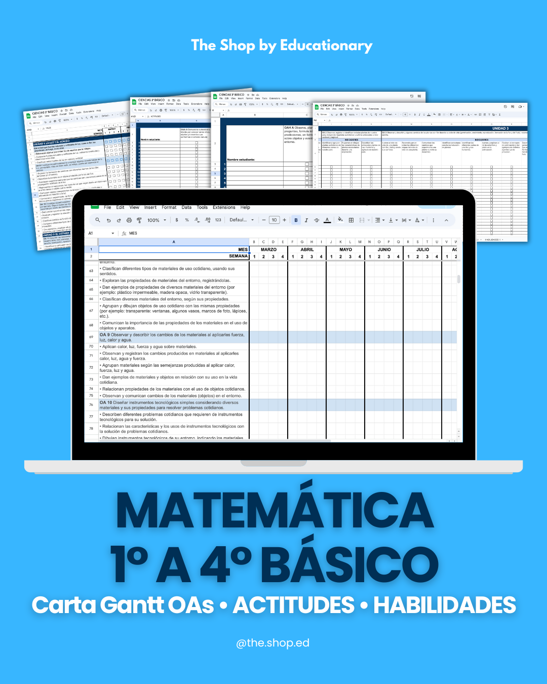 CARTA GANTT OAs - MATEMÁTICA 1° a 4° BÁSICO