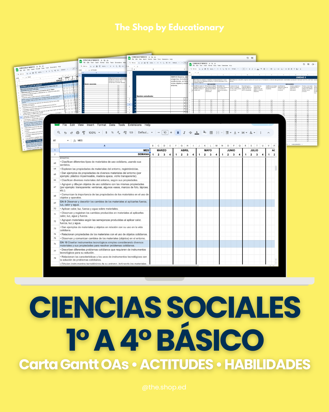 CARTA GANTT OAs - CIENCIAS SOCIALES 1° a 4° BÁSICO