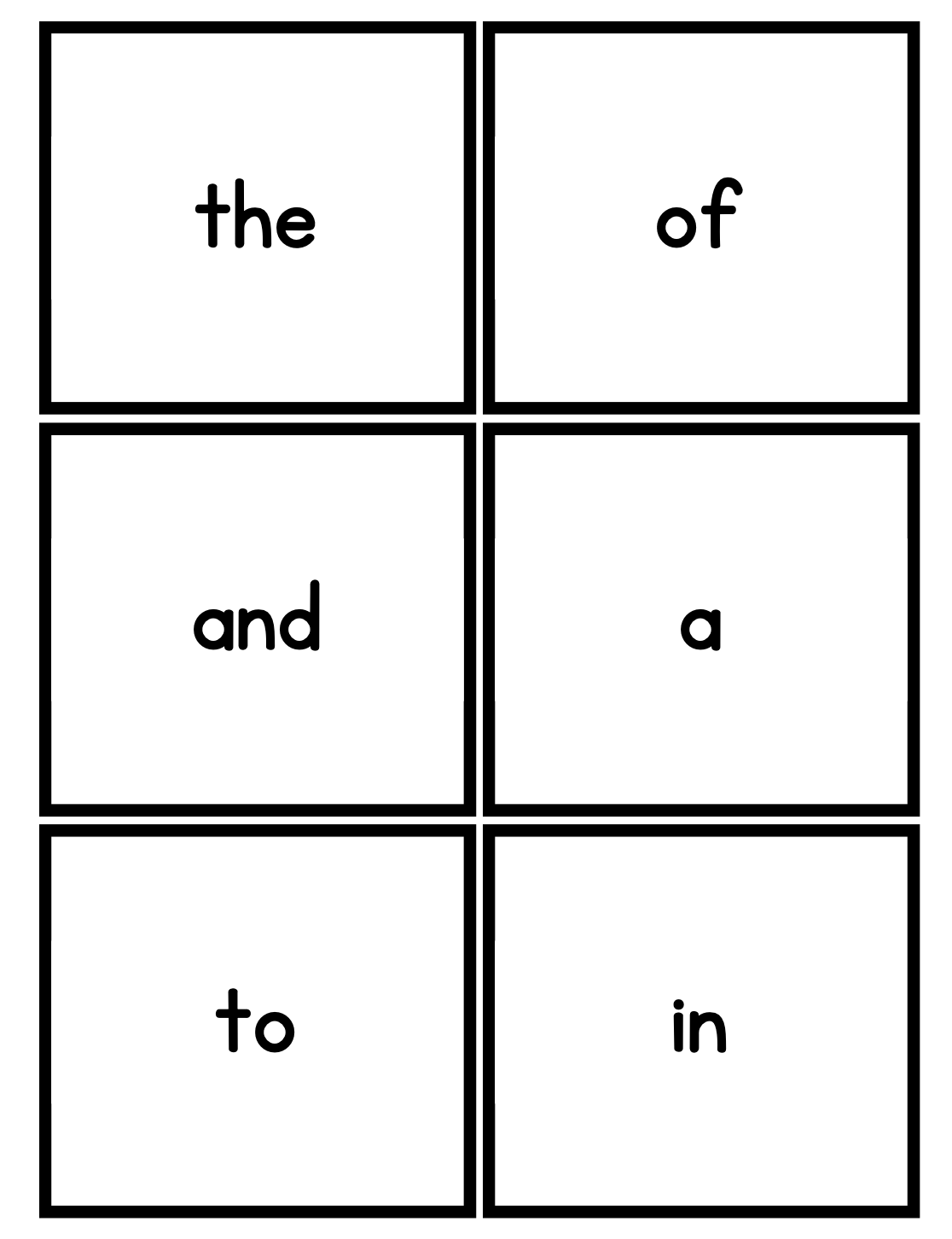 High Frequency Words Set 1