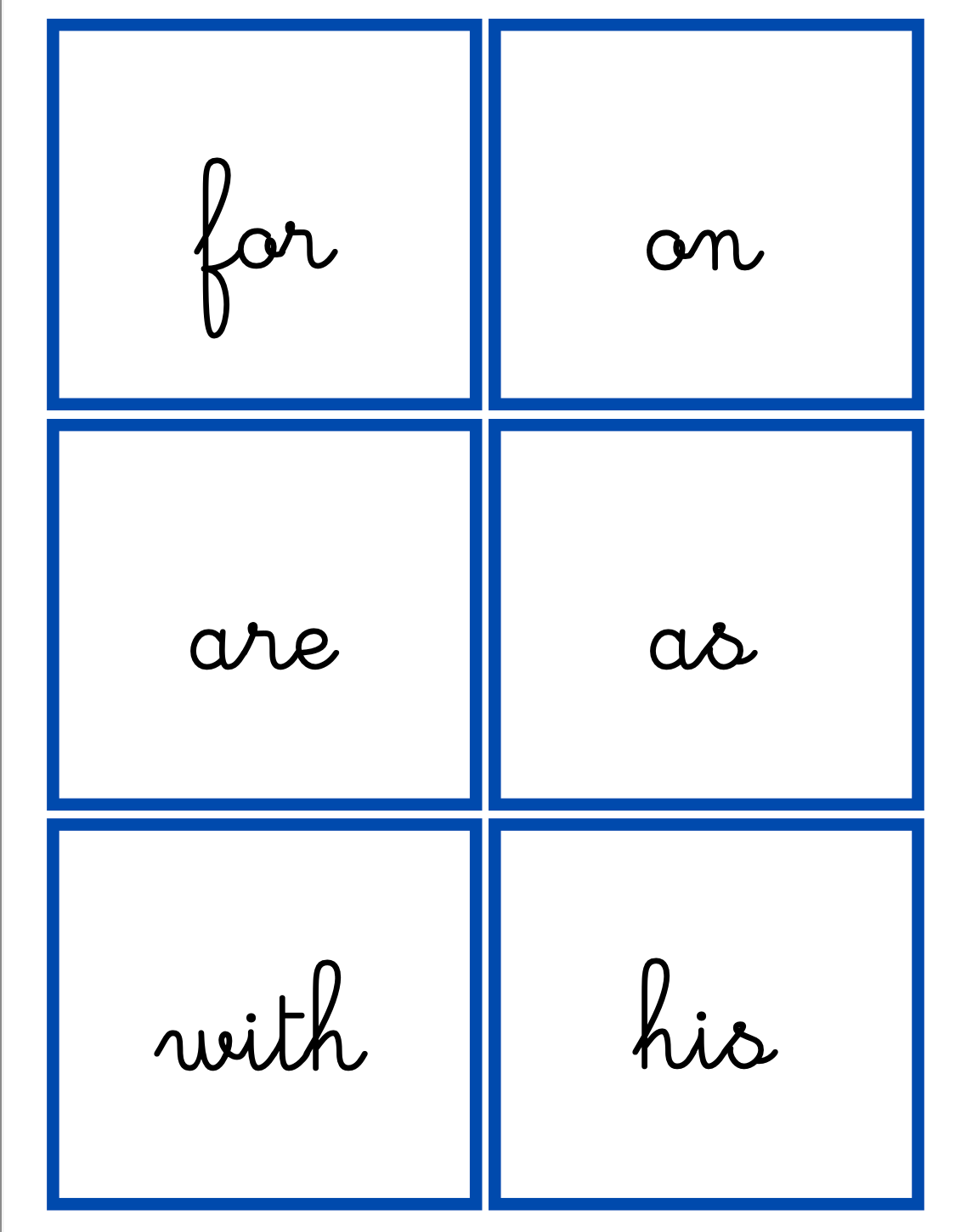 High Frequency Words Set 1