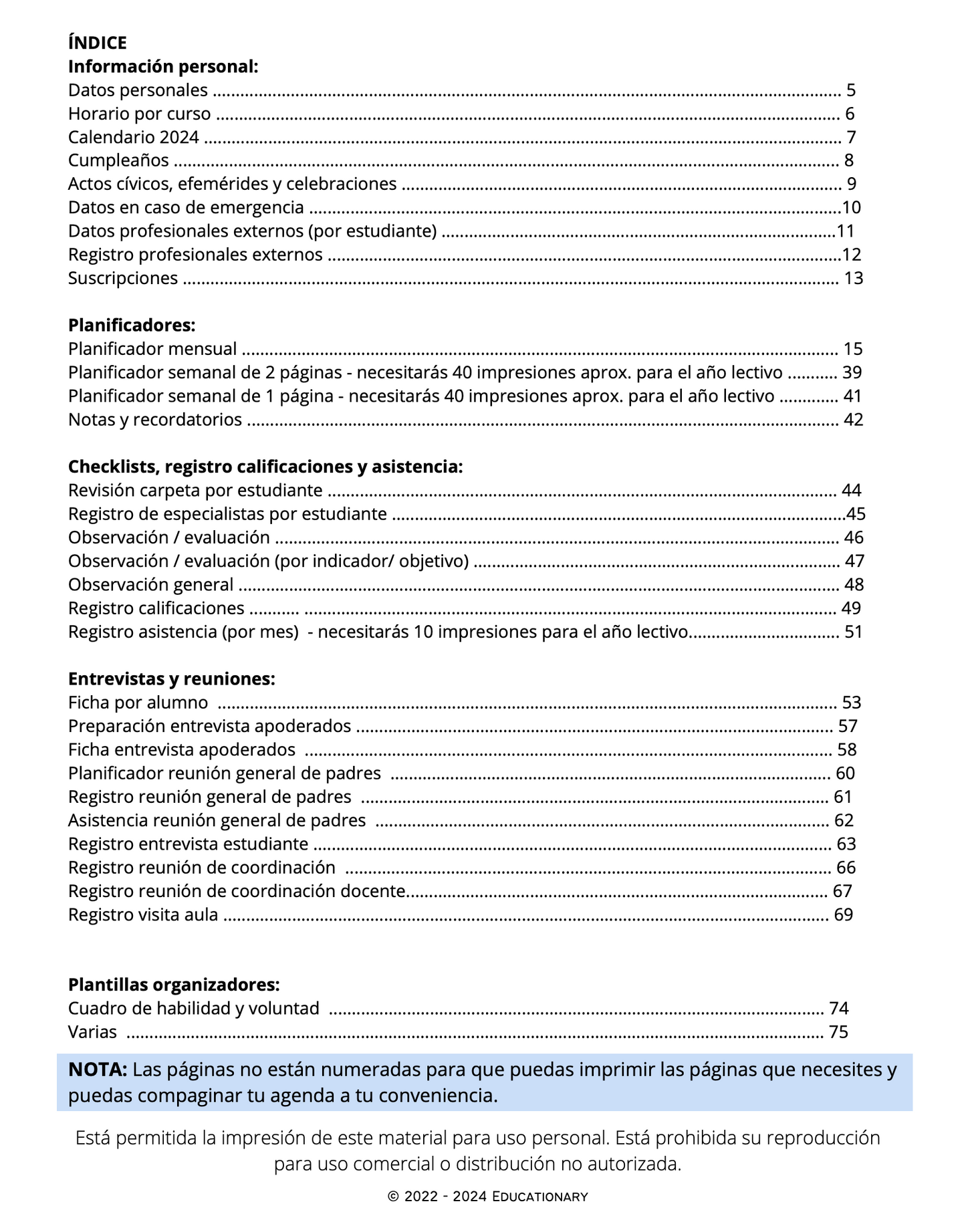 Agenda para Especialistas Apoyo Pedagógico 2024