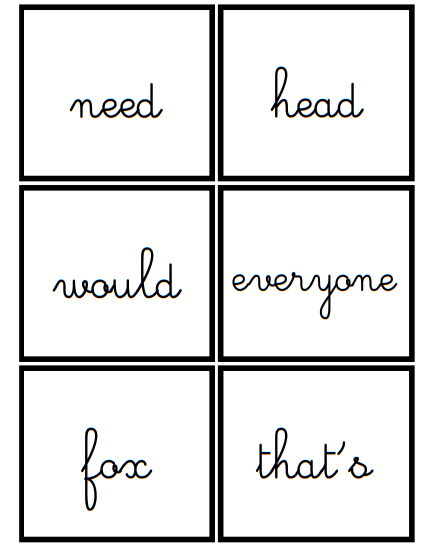 High Frequency Words Set 2