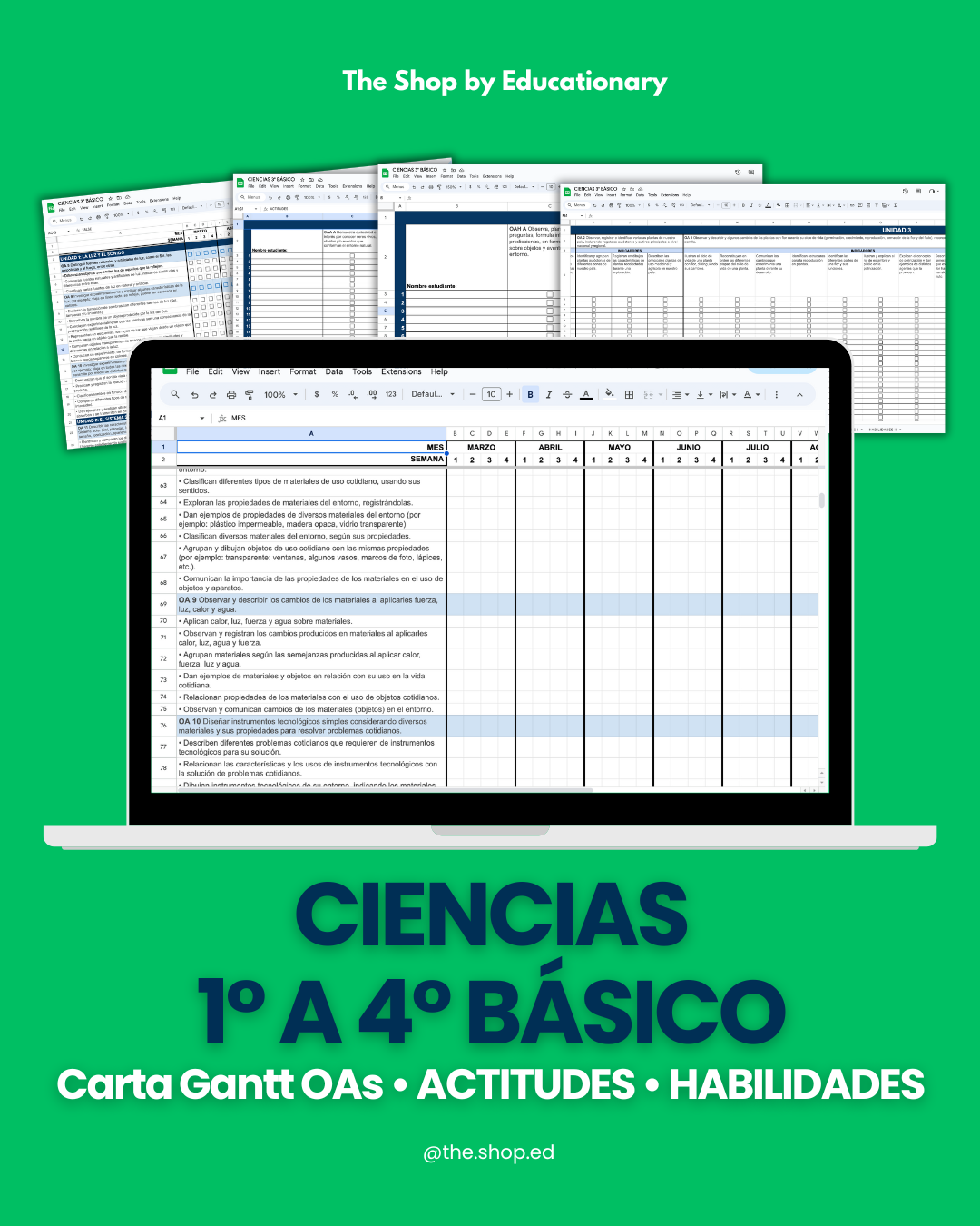 CARTA GANTT OAs - CIENCIAS 1° a 4° BÁSICO