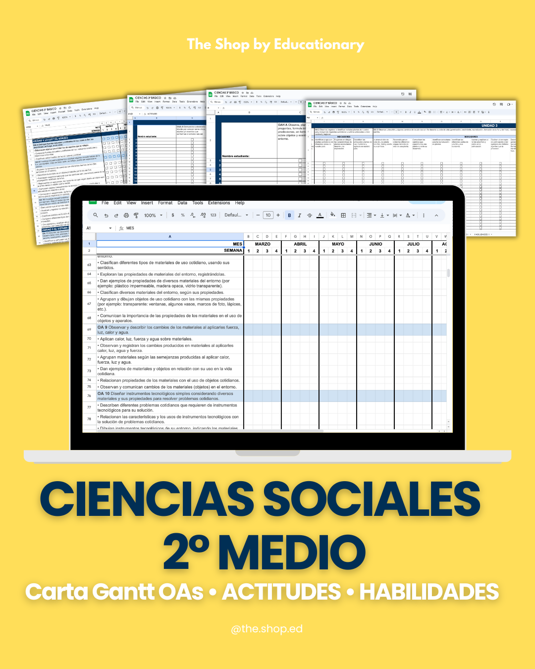 CARTA GANTT OAs - CIENCIAS SOCIALES 2° MEDIO