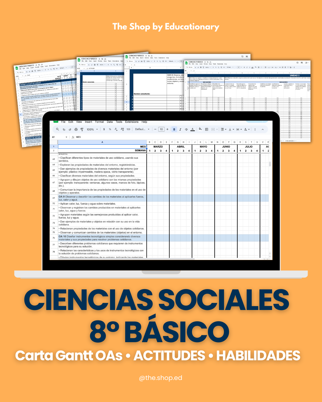 CARTA GANTT OAs - CIENCIAS SOCIALES 8° BÁSICO